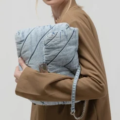 Sac Bandoulière Sac À Main|Sac Besace^Grand denim blue jean matelassé