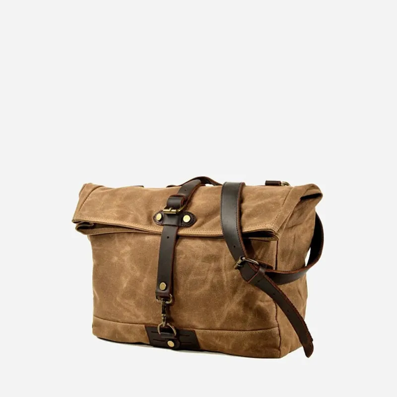 Sac Bandoulière Sacoche Et Porte-documents|Sac Besace^Grande sacoche besace en toile enduite et cuir véritable