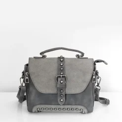 Sac Bandoulière Sac À Main|Sac Besace^Petit sac à main besace clouté cuir et velours
