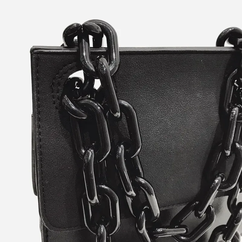Sac Bandoulière Sac Besace^Petit sac besace avec anse bandoulière à chaîne en grosse maille noire