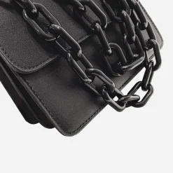 Sac Bandoulière Sac Besace^Petit sac besace avec anse bandoulière à chaîne en grosse maille noire