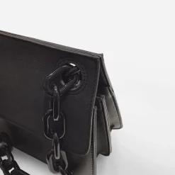 Sac Bandoulière Sac Besace^Petit sac besace avec anse bandoulière à chaîne en grosse maille noire