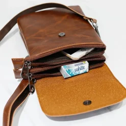 Sac Bandoulière Petite Sacoche Et Pochette^Petit sac besace reporter Marron