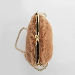 Sac Bandoulière Sac À Main^Petit sac fourrure clic clac avec bandoulière à chaîne dorée