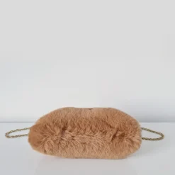 Sac Bandoulière Sac À Main^Petit sac fourrure clic clac avec bandoulière à chaîne dorée