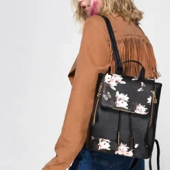 Sac Bandoulière Sac Besace^Sac à dos uni noir ou floral avec assorti