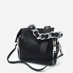 Sac Bandoulière Sac À Main^Sac à main à chaîne en cuir véritable noir