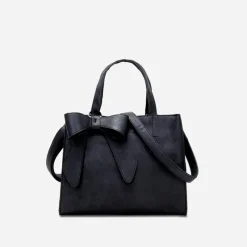 Sac Bandoulière Sac À Main^Sac à main bandoulière cuir suédine avec nœud papillon