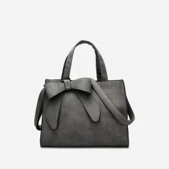 Sac Bandoulière Sac À Main^Sac à main bandoulière cuir suédine avec nœud papillon