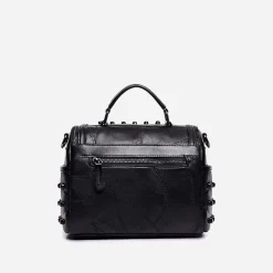 Sac Bandoulière Sac À Main^Sac à main clouté en cuir avec bandoulière noir