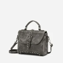 Sac Bandoulière Sac À Main|Sac Besace^Sac à main clouté en cuir avec languette