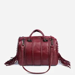 Sac Bandoulière Sac À Main^Sac à main clouté en cuir avec franges
