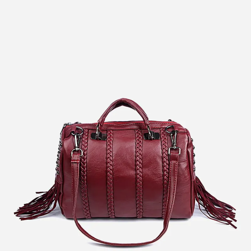 Sac Bandoulière Sac À Main^Sac à main clouté en cuir avec franges