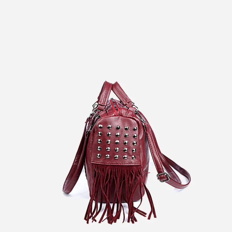 Sac Bandoulière Sac À Main^Sac à main clouté en cuir avec franges