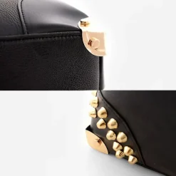 Sac Bandoulière Sac À Main|Sac Cabas Et Fourre-tout^Sac à main clouté en cuir avec dorure noir