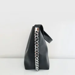 Sac Bandoulière Sac À Main|Sac Cabas Et Fourre-tout^Sac cabas avec anse bandoulière et chaîne décorative noir