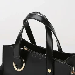 Sac Bandoulière Sac À Main|Sac Cabas Et Fourre-tout^Sac cabas en cuir avec anse asymétrique noir