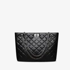 Sac Bandoulière Sac Cabas Et Fourre-tout^Sac cabas en cuir noir matelassé et à chaine