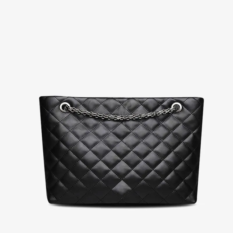 Sac Bandoulière Sac Cabas Et Fourre-tout^Sac cabas en cuir noir matelassé et à chaine