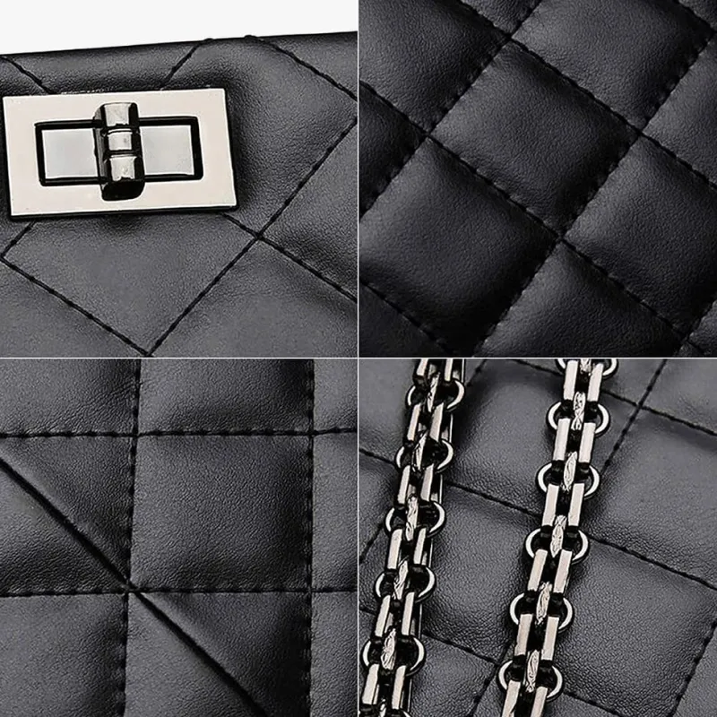 Sac Bandoulière Sac Cabas Et Fourre-tout^Sac cabas en cuir noir matelassé et à chaine