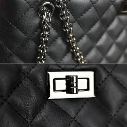 Sac Bandoulière Sac Cabas Et Fourre-tout^Sac cabas en cuir noir matelassé et à chaine