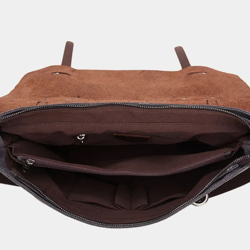Sac Bandoulière Sacoche Et Porte-documents|Sac Besace^Sacoche besace bi-ton en toile et cuir véritable