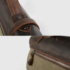 Sac Bandoulière Sacoche Et Porte-documents|Sac Besace^Sacoche besace bi-ton en toile et cuir véritable