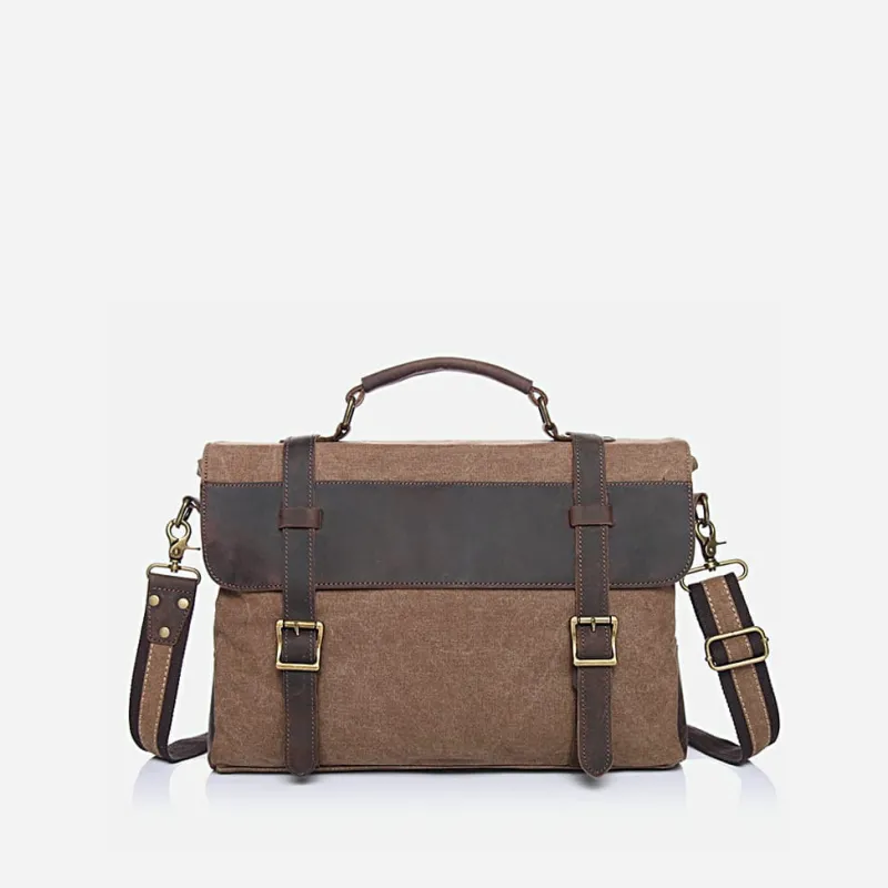 Sac Bandoulière Sacoche Et Porte-documents|Sac Besace^Sacoche besace façon cartable en toile et cuir véritable