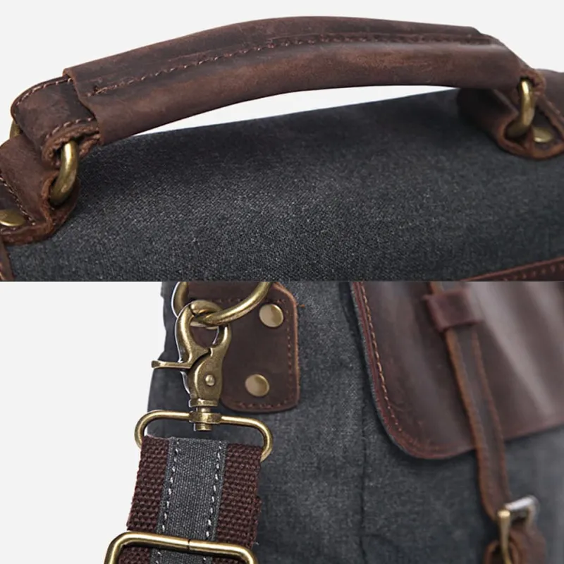 Sac Bandoulière Sacoche Et Porte-documents|Sac Besace^Sacoche besace façon cartable en toile et cuir véritable