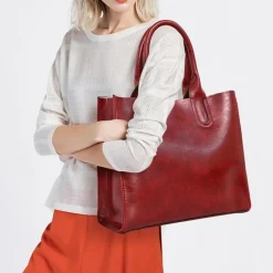 Sac Bandoulière Sac À Main|Sac Cabas Et Fourre-tout^Set de sacs cuir pour femme et petite maroquinerie assortie